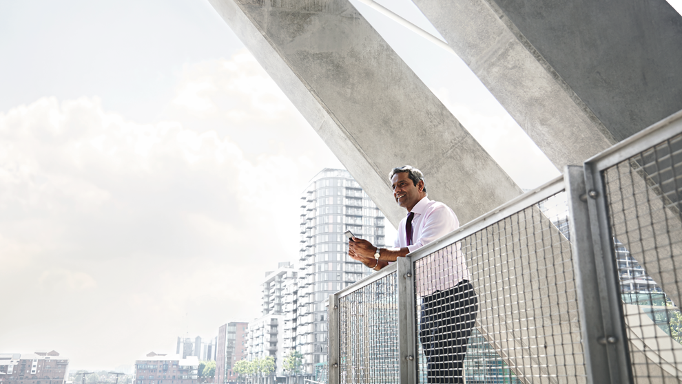 Man looking over a railing