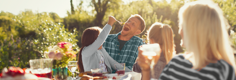 Family eating outside
